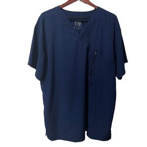 BARCO ONE AMPLIFY 3-POCKET V-NECK SCRUB TOP NAVY SIZE LARGE